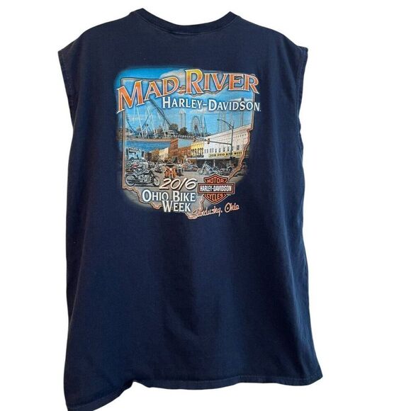 HARLEY DAVIDSON 2XL Muscle T Shirt Mad River Ohio Bike Week Sandusky Cedar Point - Picture 1 of 6